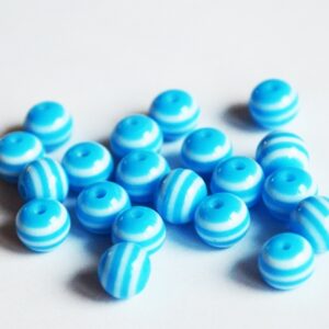 Бусина из смолы 6мм голубой-белый, 20 шт.