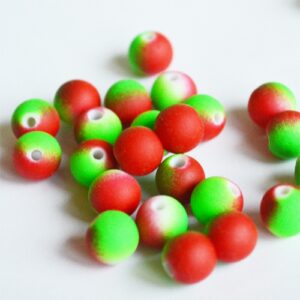 Akrüülhelmes 8mm matistatud  punane-roheline, 20 tk