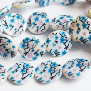 Pärlikoja ketas 14mm Lill sinine, 1 tk