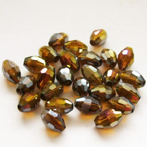 Lihvitud ovaalne klaashelmes 9x6mm, pruun, AB, 1 tk.