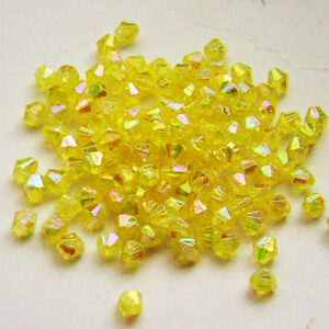 Akryylibicone  4mm keltainen, AB, 100 kpl