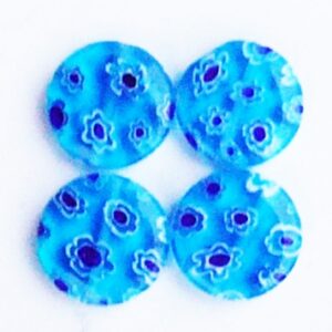 Millefiori lapik helmes 14mm sinine, ava 1mm, pakis 4 tk