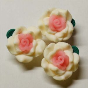 Kreemikas-valge roosa fimo lill 27x26mm, 1 tk