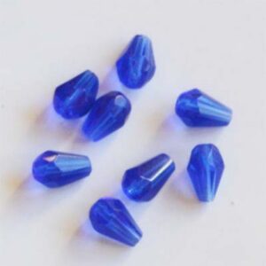 Lillakas-sinine pressitud klaasist tilk 11x7mm, 1 tk
