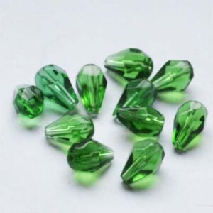 Roheline pressitud klaasist tilk 11x7mm, 1 tk