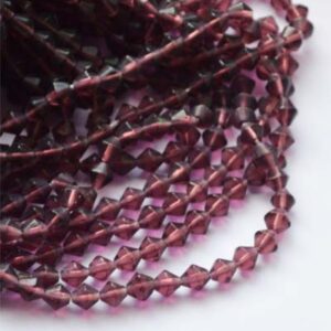Ametüsti värvi romb pressitud klaasist 5x4mm, 10 tk