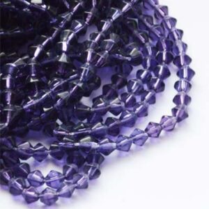 Lilla romb pressitud klaasist 5x4mm, 10 tk