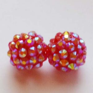 Shamballa helmi 14mm tummanpunainen akryyli, 1 kpl