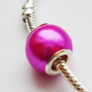 Metallsüdamikuga akrüülhelmes 13x8mm, ava 4,5mm, fuksia, 1 tk