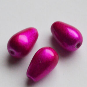 Бусина капля 11x8mm стекло, цвет малиновый, 1 шт.