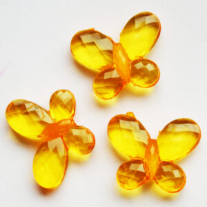 Lihvitud akrüülhelmes Liblikas 17x13mm oranž, 1 tk