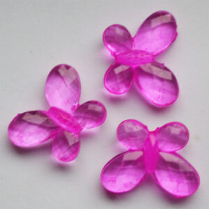 Lihvitud akrüülhelmes Liblikas 17x13mm tumeroosa, 1 tk