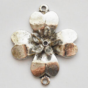 Ant.hõbedane metallhelmes-ühendaja Lill 39x32mm, 1 tk