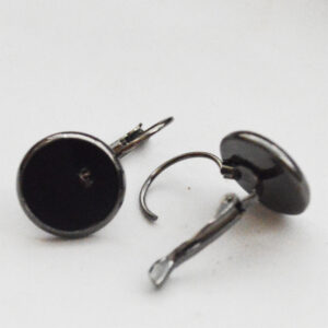 Korvakoruklipsit korupohja-12mm musta - gun metal, 2 kpl
