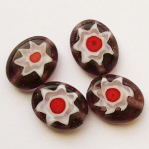 Millefiori helmed ovaalsed 10x8mm, ametüst,  4 tk