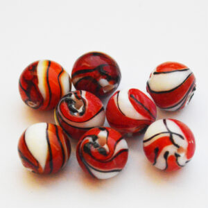 Käsitööhelmes 12mm punane-must-valge, 1 tk