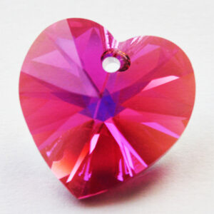 Swarovski Heart Pendant  18mm Fuchsia  AB, 1 tk