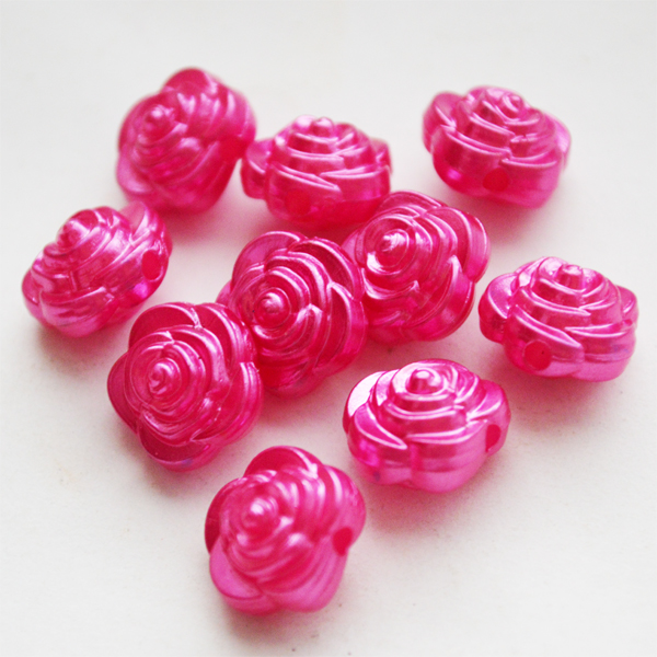Akryylihelmi kukka 12mm helmiäinen kiilto pinkki, 1 kpl.