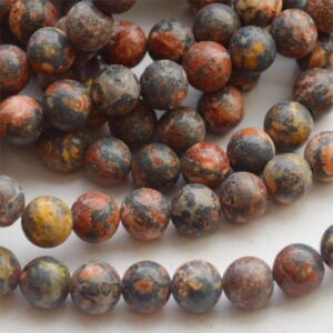 Jaspis  ümar 8mm Leopardskin, looduslik kivi, ava 1mm,  1 tk