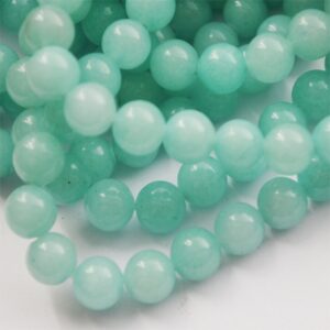 Jadeiit ümar 8mm looduslik värvitud hele türkiis, ava 1mm, 10 tk