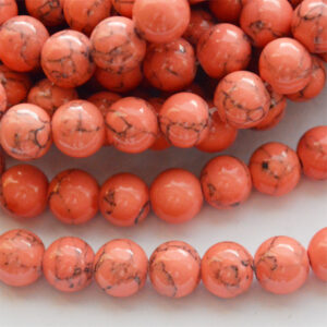 Türkiis sünteetiline 8mm värvitud-korall, 1 tk