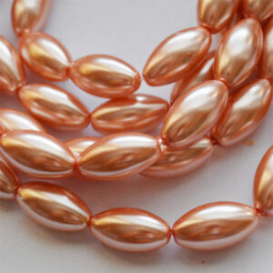 Klaaspärl ovaalne 16x8mm oranž, 1 tk