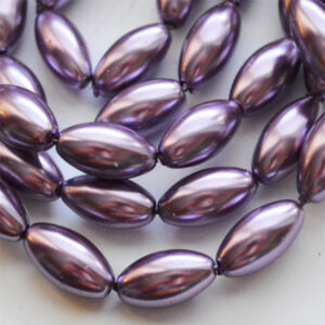Klaaspärl ovaalne 16x8mm helelilla, 1 tk