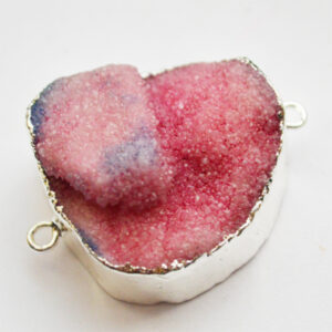 Akaatti korulinkki 36x26mm pinkkipunainen-hopea, 1 kpl
