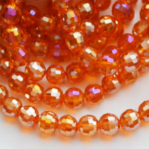Lihvitud ümar klaashelmes 8mm oranžikaspunane, AB läige, 1 tk